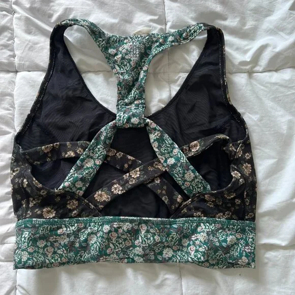 Free People x FP Movement Women's Floral Printed Synergy Strappy Back Sports Bra - Picture 7 of 9